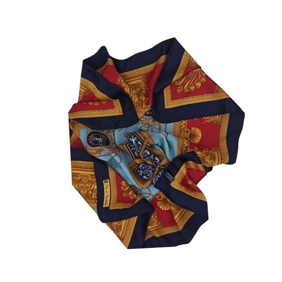 BLU DI BALESTRA Blue Royal Silk Scarf ITALY 34.5"/ 34.5” EC - Picture 5 of 10